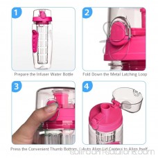 VicTsing 32oz Infuser Water Bottle, Sport Fruit Infuser Water Bottle, Toxin-Free, Shatter-Resistant and Impact-Resistant Tritan Copolyester Made (Pink)